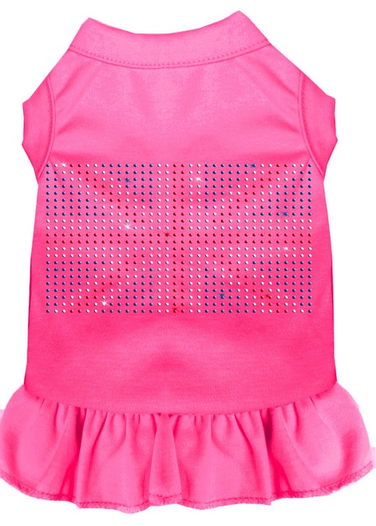 Rhinestone British Flag Dress Bright Pink XS